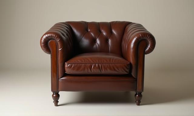 Leather chair fully reupholstered and restored