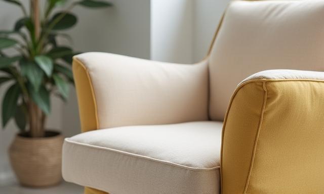 Armchair with stain removed and new upholstery