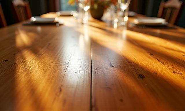 Vintage dining table refinished and polished